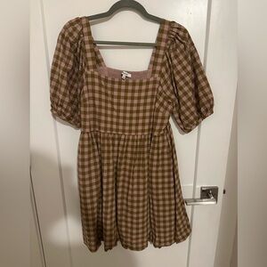 Madewell summer dress plaid and puff sleeve